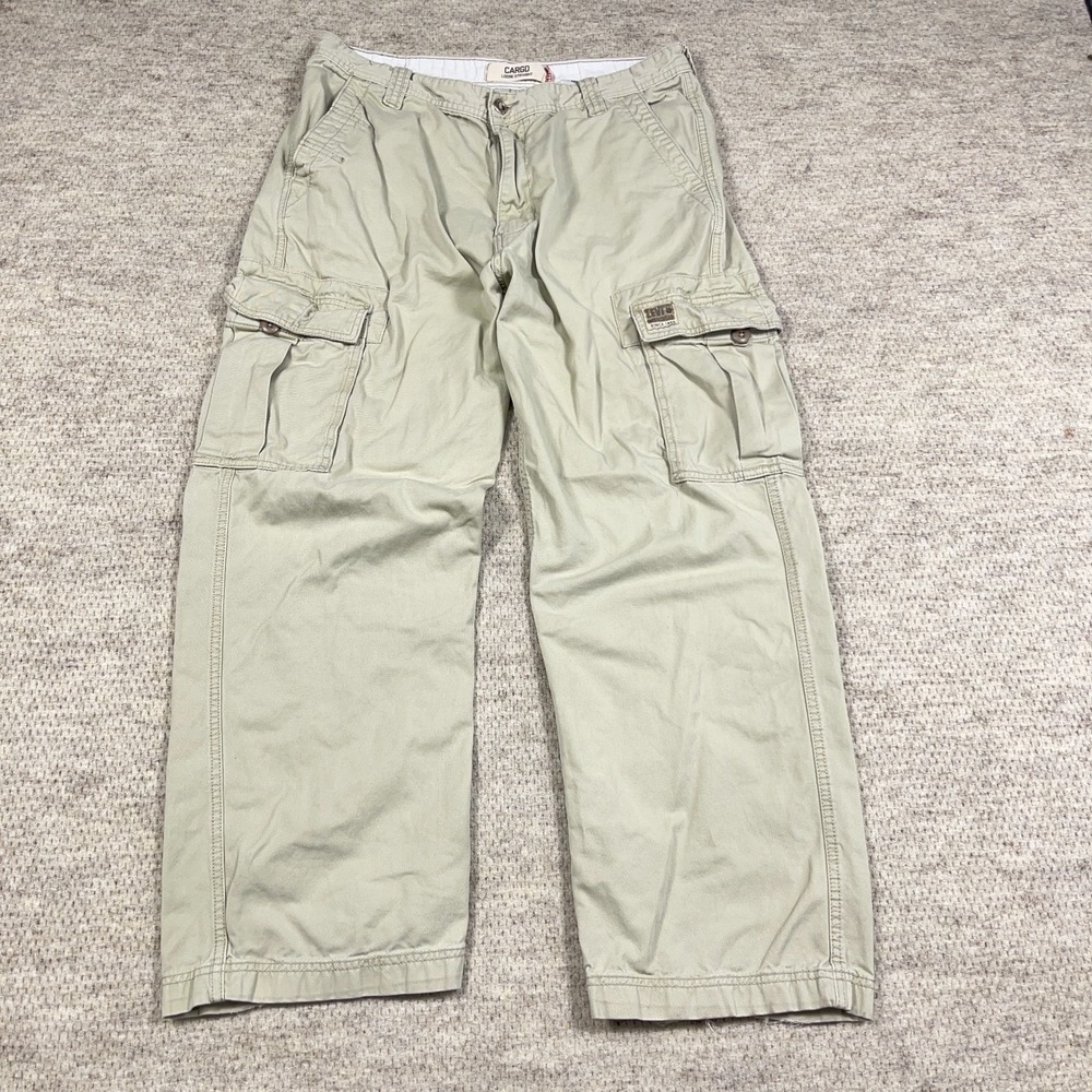 Vintage Levis Cargo Pants Men 36x30 Tan Khaki Twill Baggy Y2K Skate Paratropper - Picture 3 of 16